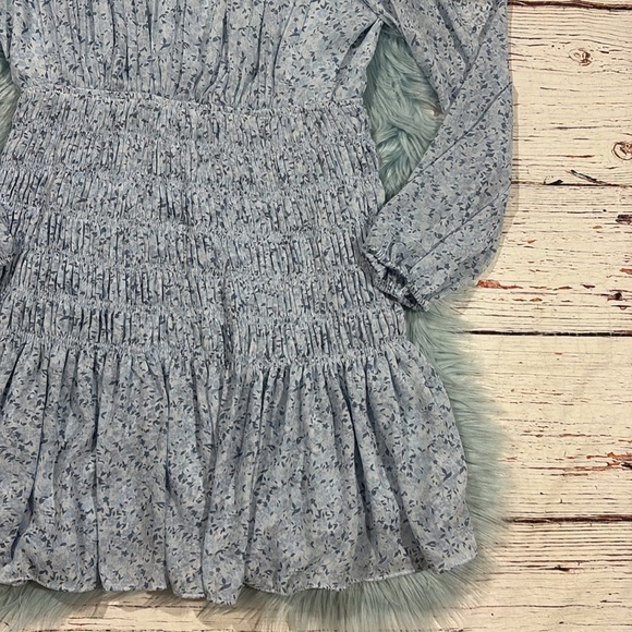 House of Harlow 1960 Shona Joy Mockneck Long Sleeve Smocked Mini Dress - Picture 6 of 10